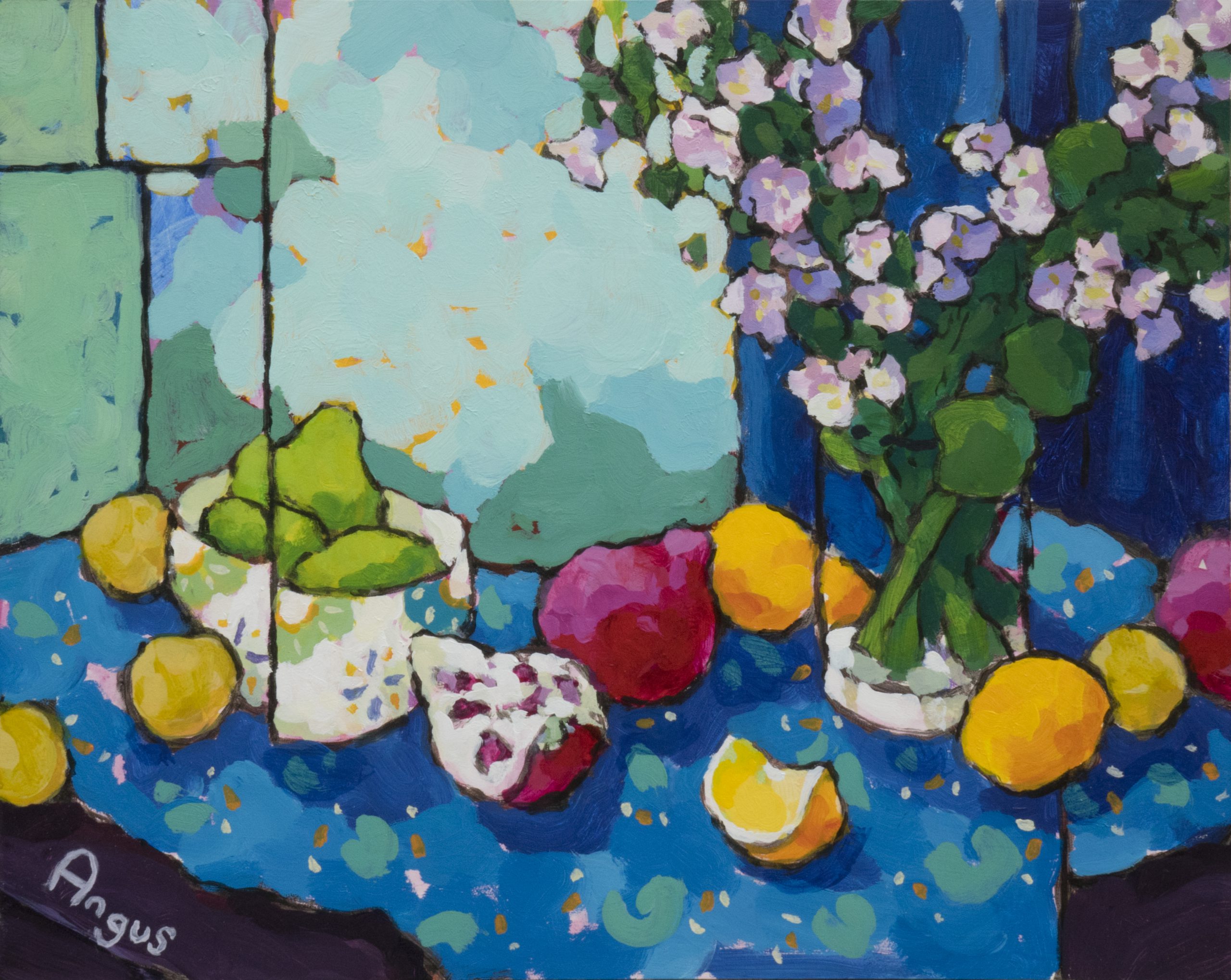 Angus Wilson - Various Fruits on Blue Cloth