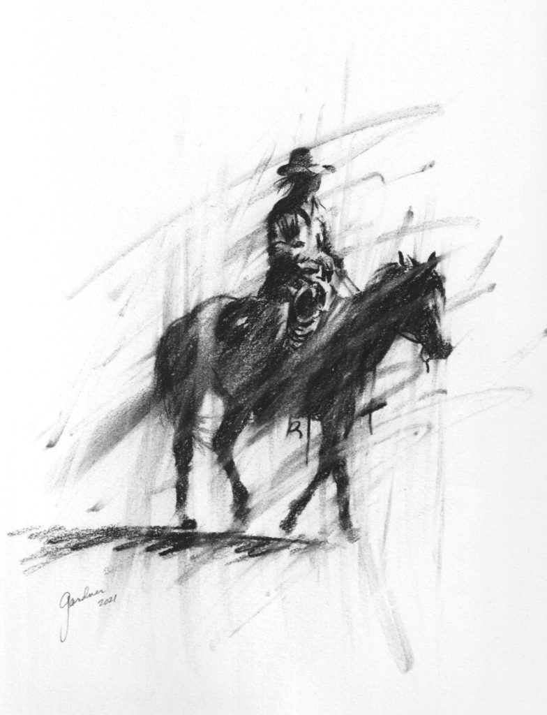 Terry Gardner, Dawn Cowgirl - study art