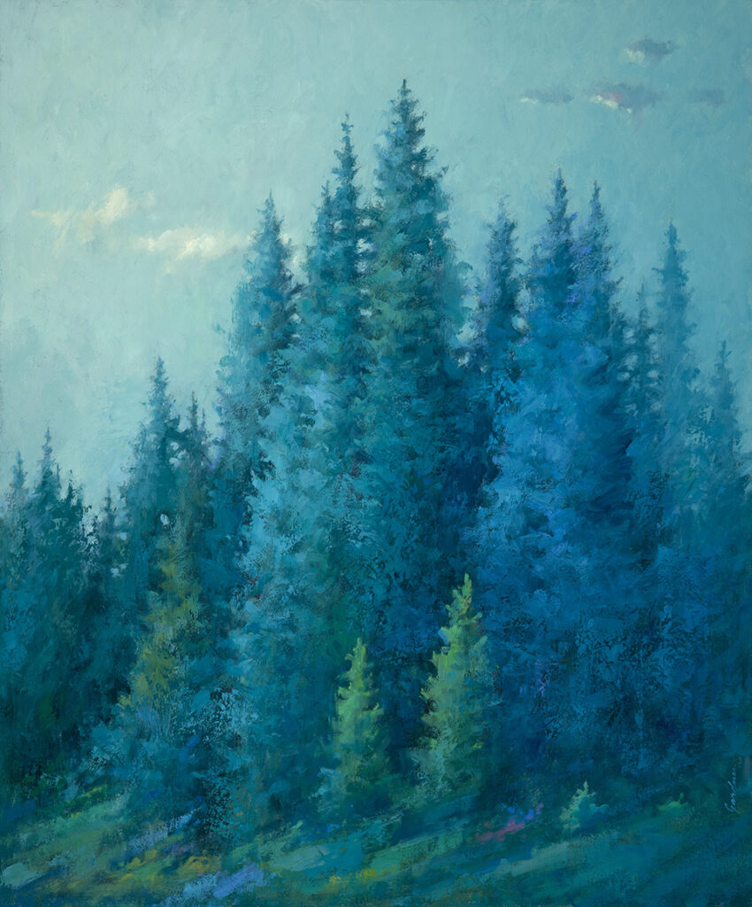 Terry Gardner, Evergreens On Shrine Trail art